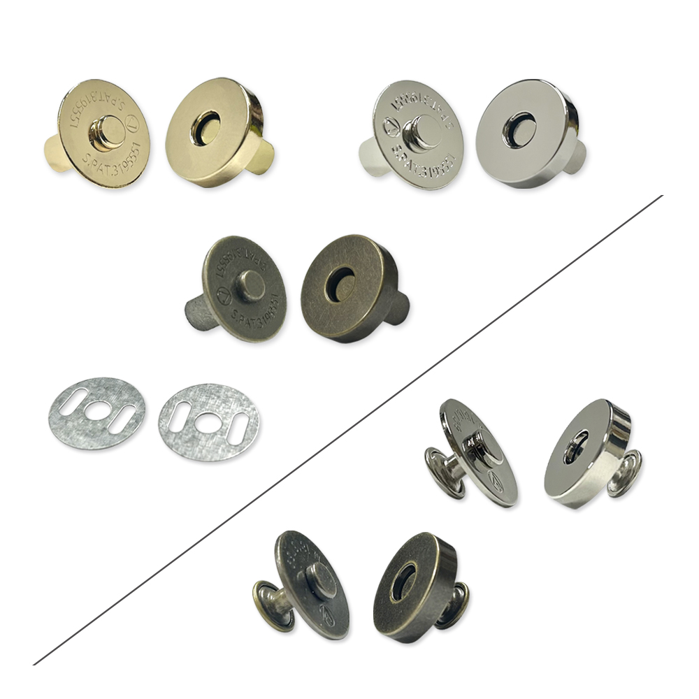 マグネットホック 18mm (差込式 / カシメ式) | ヌメ革と真鍮金具と