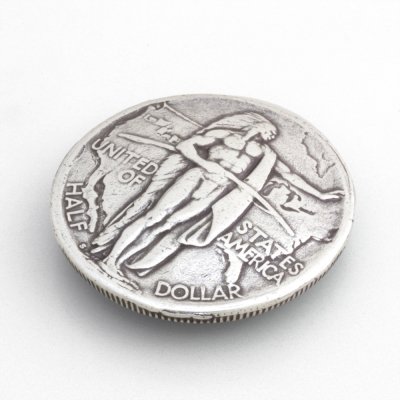 USコインコンチョレプリカ ハーフダラー(ネジ式) 30mm | ヌメ革と真鍮